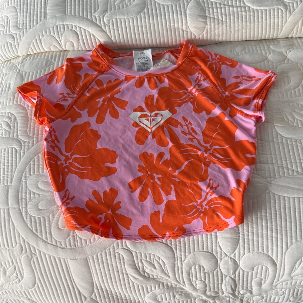 Roxy Pink and Orange Floral Swim Top